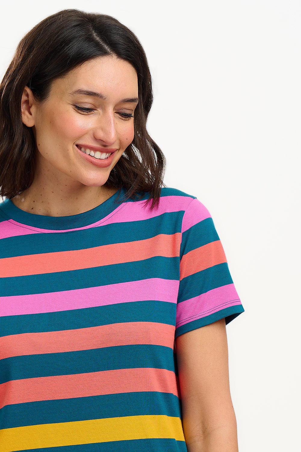 Sia T-Shirt Dress - Green/Multi, Staggered Pop Rainbow