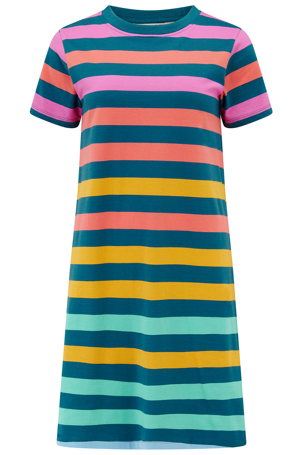 Sia T-Shirt Dress - Green/Multi, Staggered Pop Rainbow