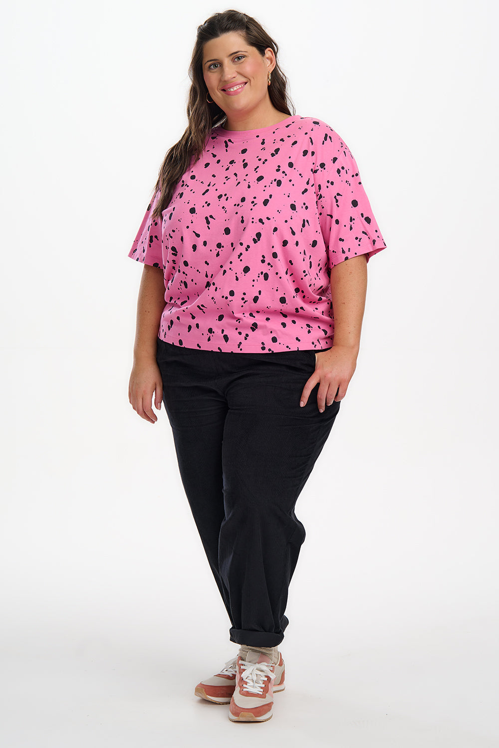 Kinsley Relaxed T-shirt - Pink/Black, Splatter