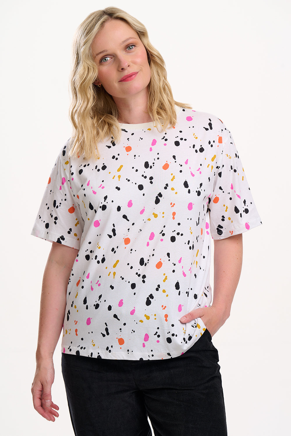 Kinsley Relaxed T-shirt - White/Multi, Pop Splatter