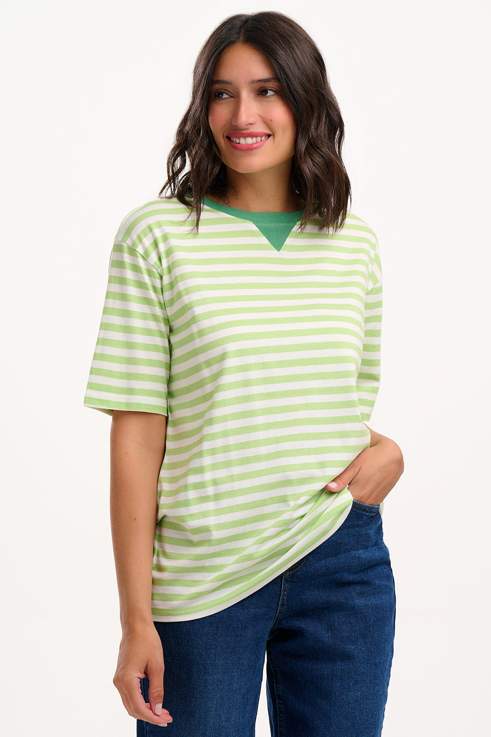 Riley Relaxed T-Shirt - Green/Off White, SHB Flower