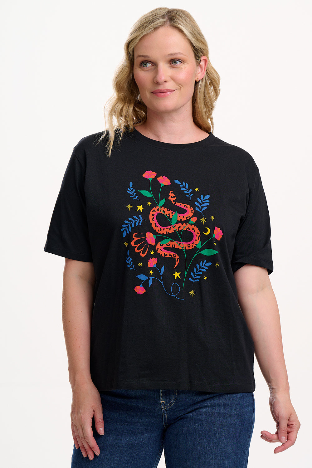 Kinsley Relaxed T-shirt - Black/Multi, Snake Floral