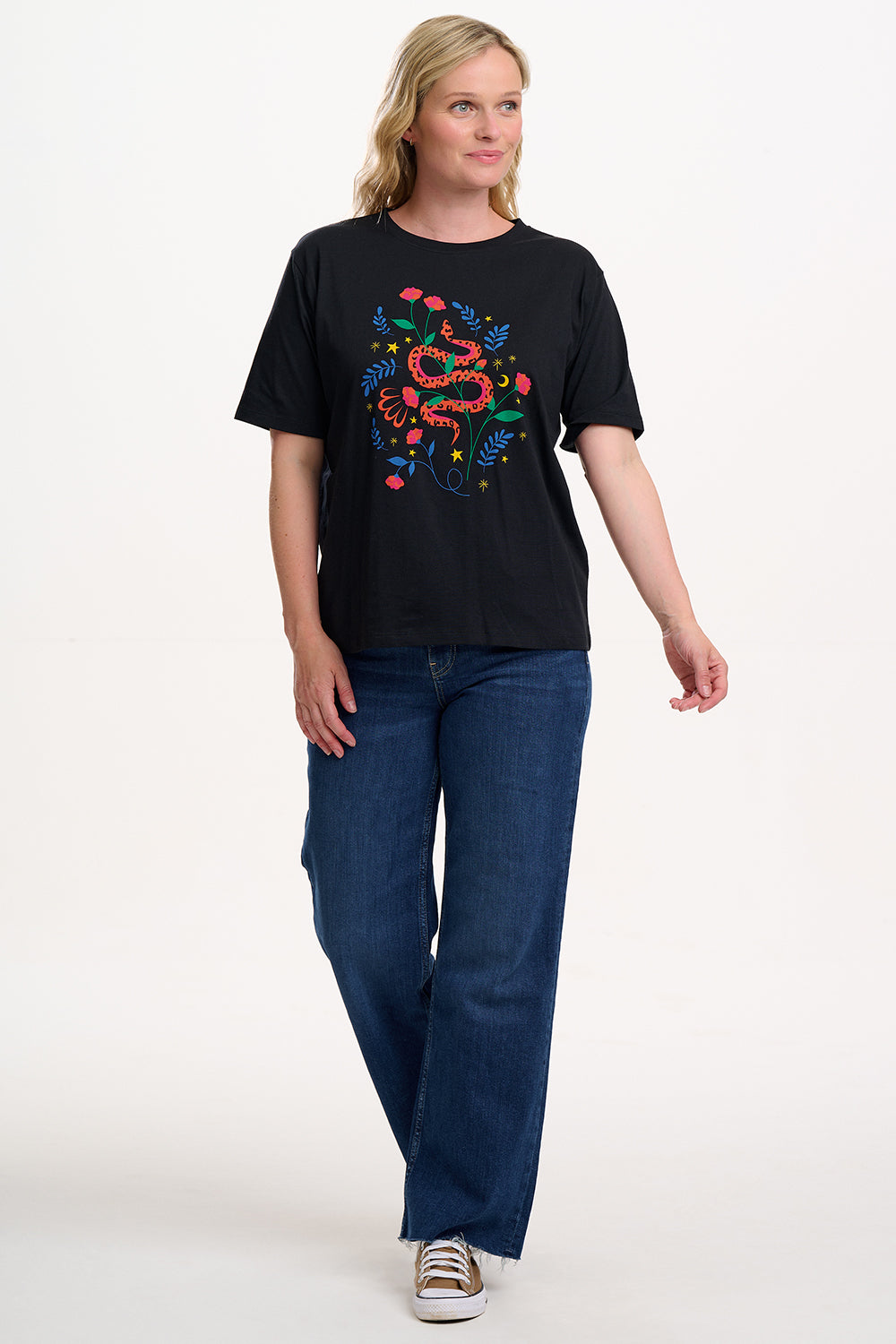 Kinsley Relaxed T-shirt - Black/Multi, Snake Floral