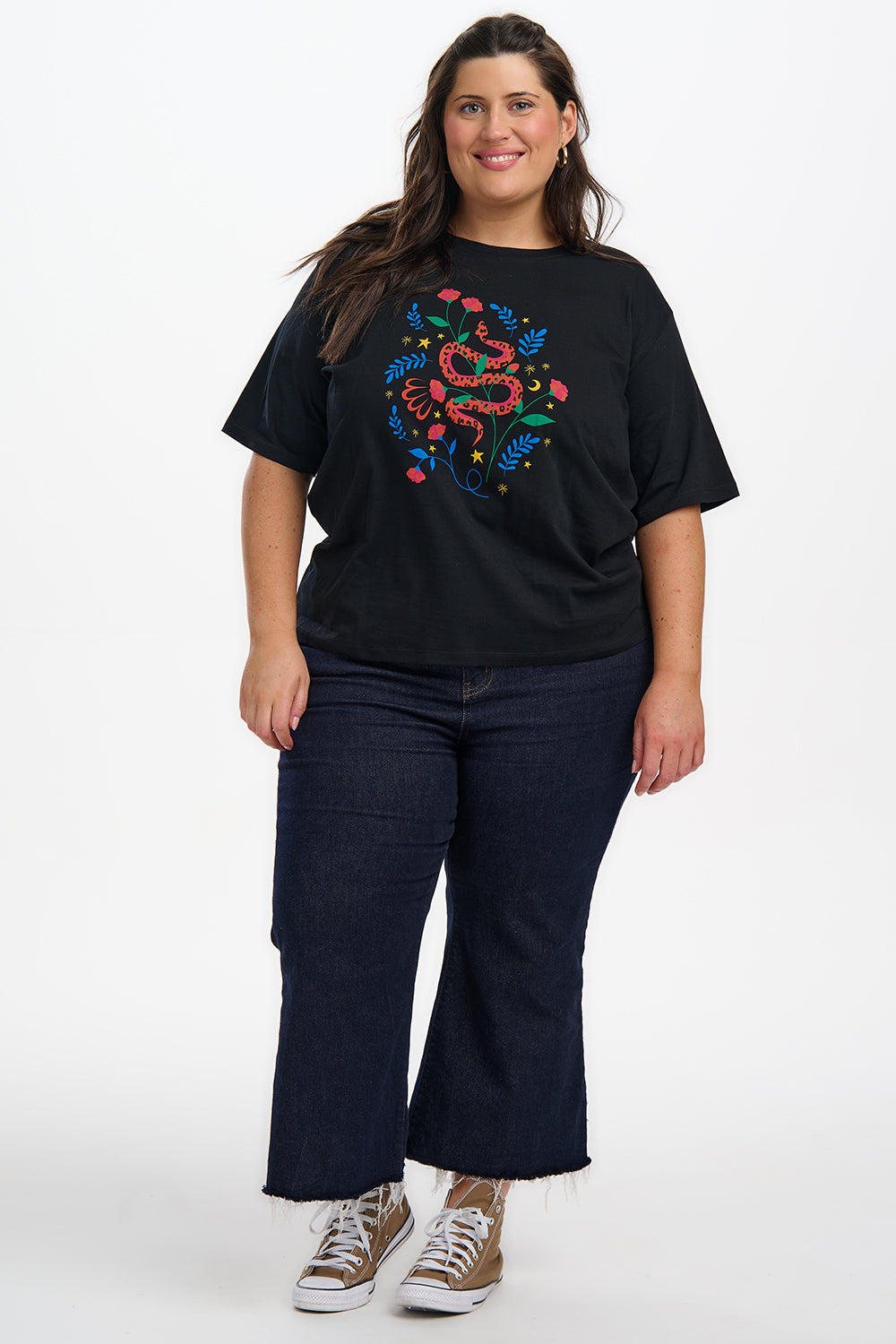 Kinsley Relaxed T-shirt - Black/Multi, Snake Floral