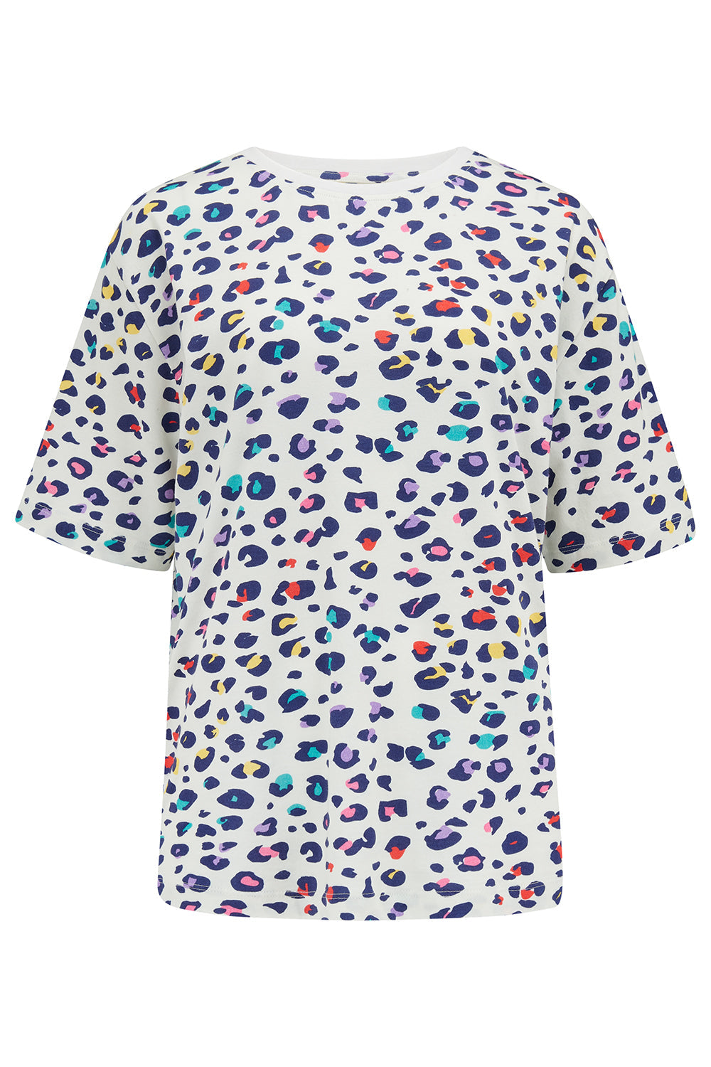 Kinsley Relaxed T-Shirt - Off-White, Rainbow Leopard