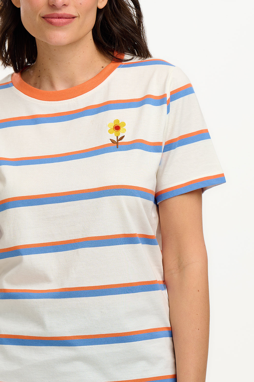 Maggie T-Shirt - Off White, Duo Vintage Stripe, Flower