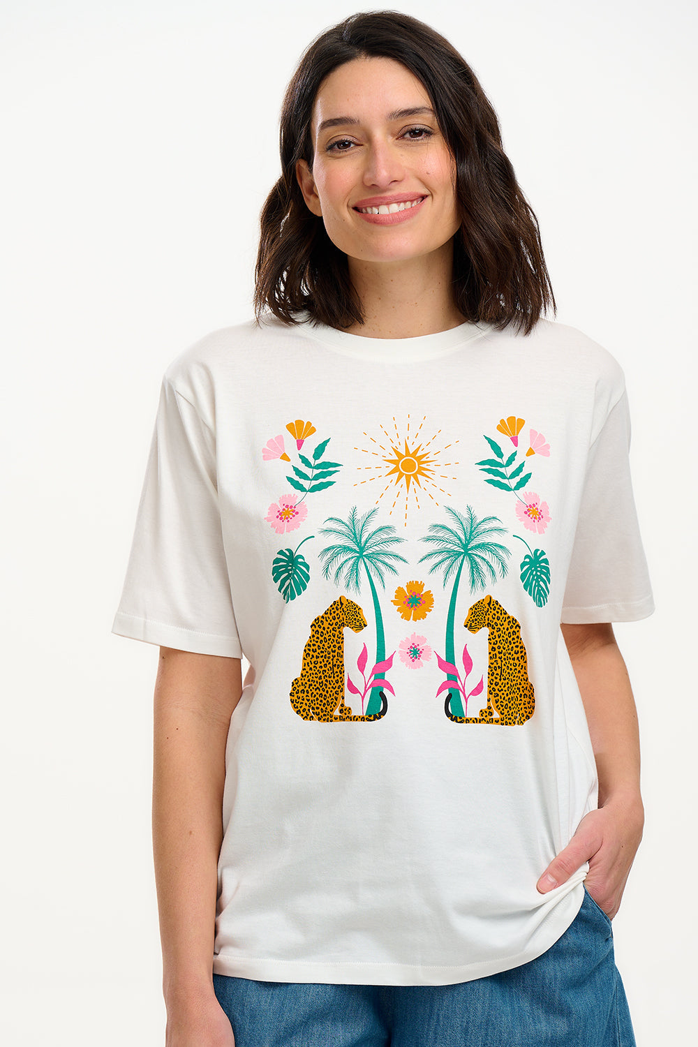 Kinsley Relaxed T-Shirt - Off White, Mirrored Jungle