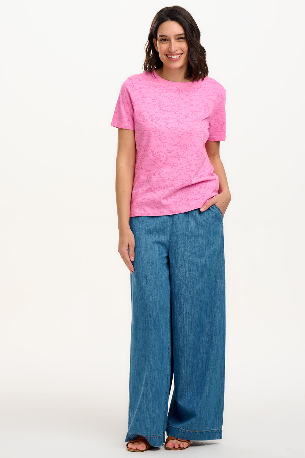 Maggie T-Shirt - Pink, Dino Lines