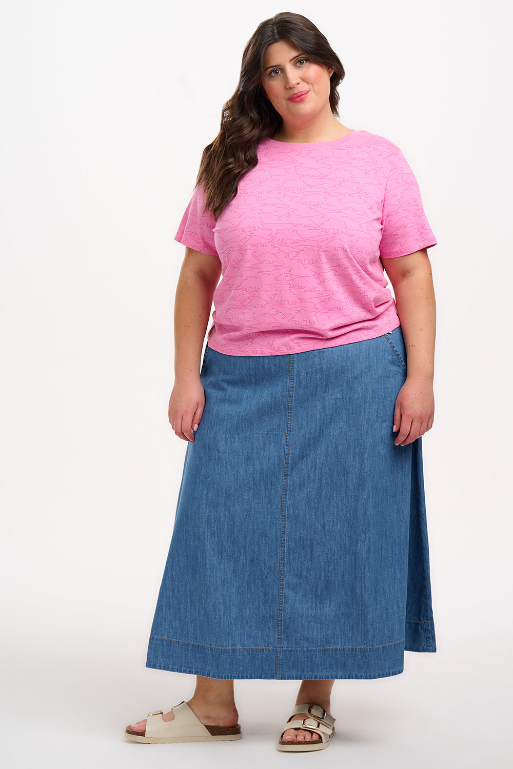 Maggie T-Shirt - Pink, Dino Lines