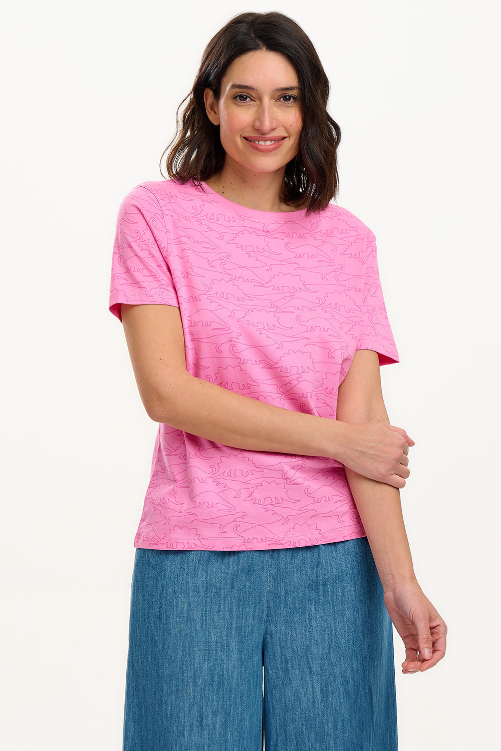 Maggie T-Shirt - Pink, Dino Lines