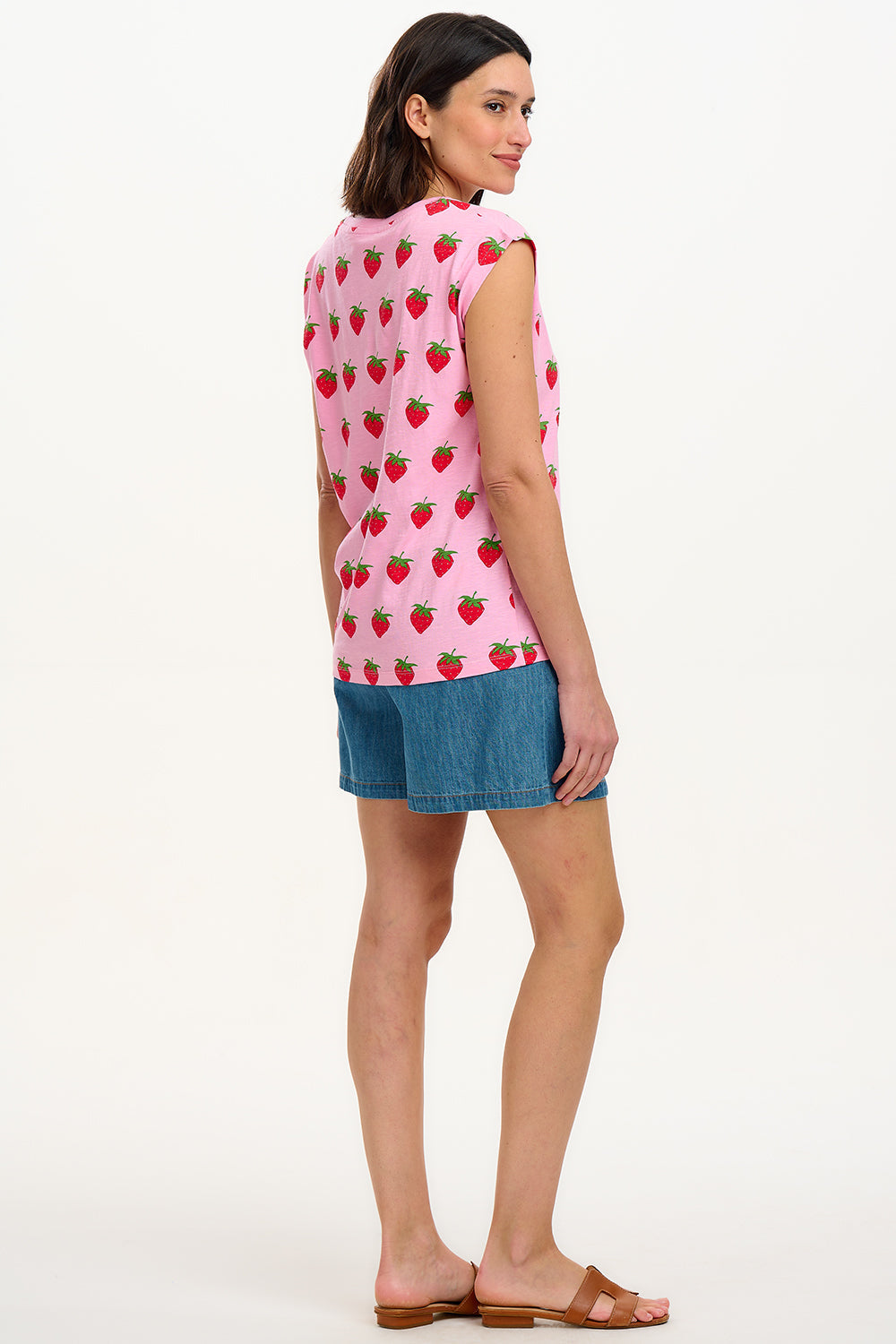 Chrissy Relaxed Tank T-Shirt - Pink, Strawberries