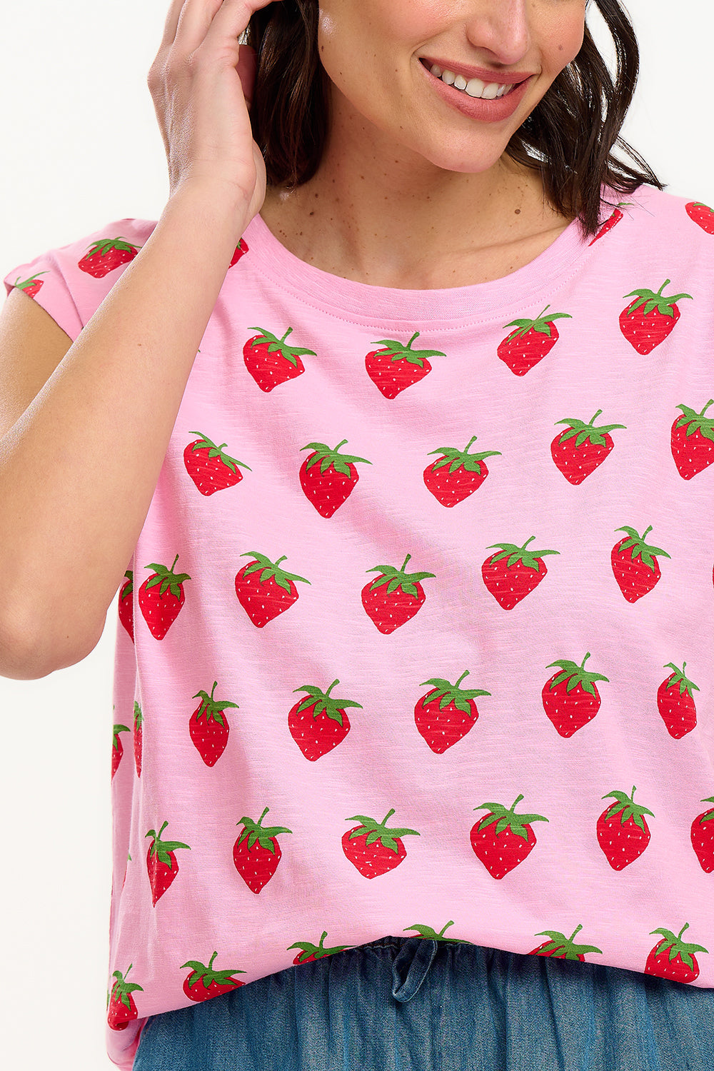 Chrissy Relaxed Tank T-Shirt - Pink, Strawberries
