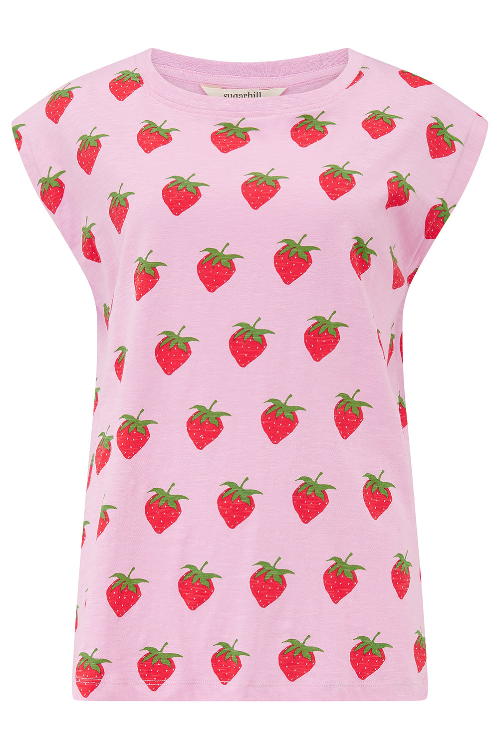 Chrissy Relaxed Tank T-Shirt - Pink, Strawberries