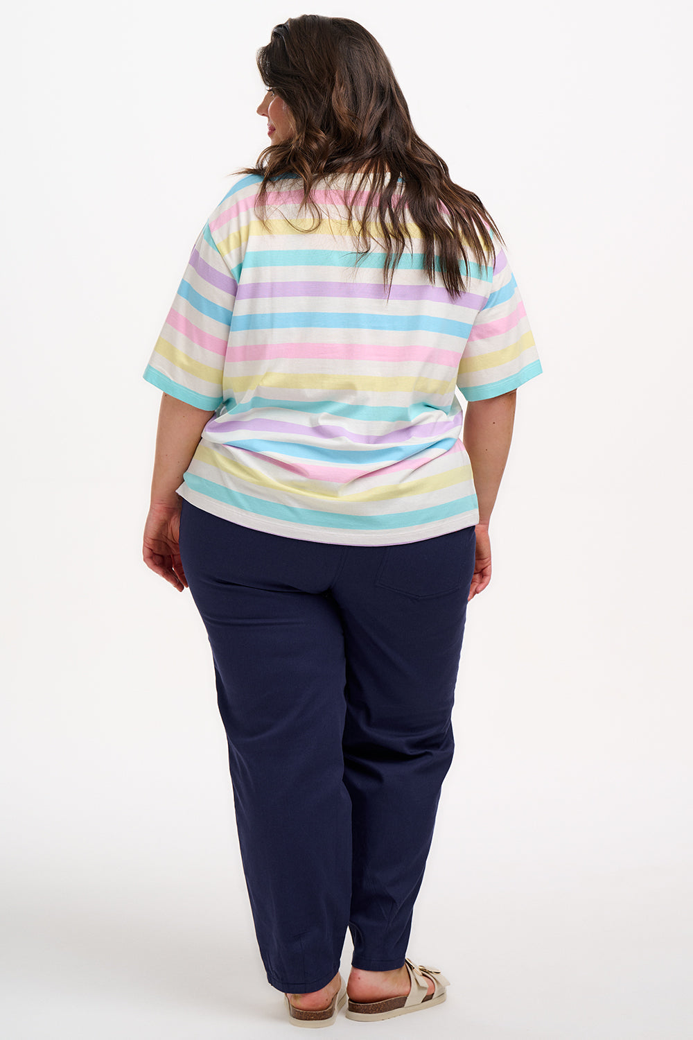 Kinsley Relaxed T-Shirt - Off White/Multi, Punchy Pastel Stripe