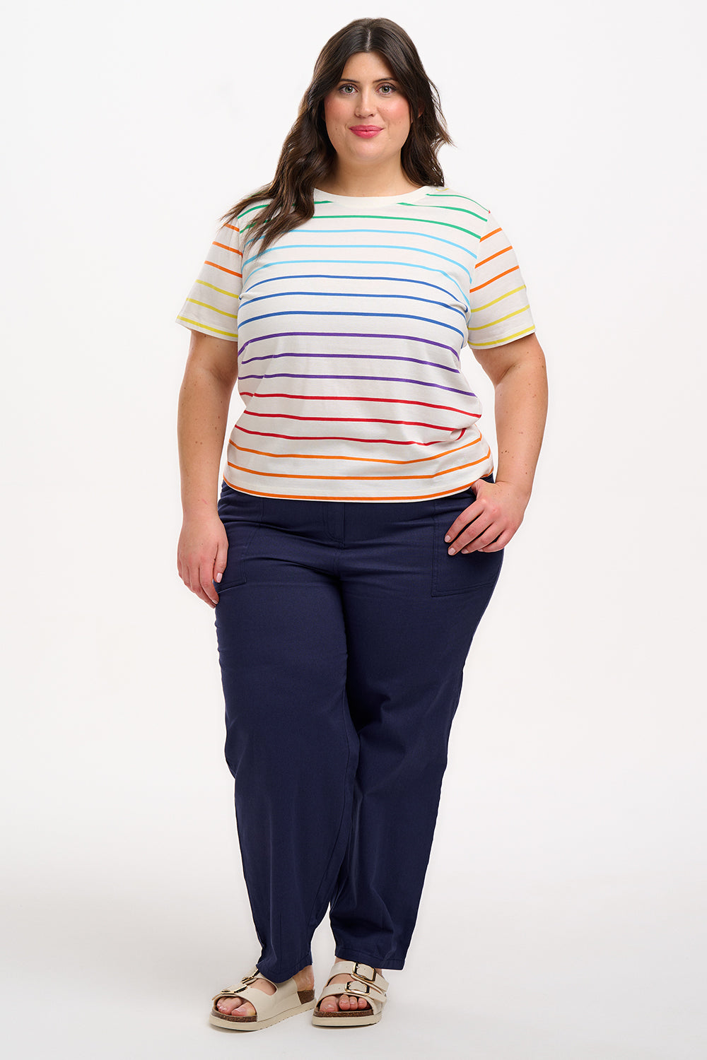 Maggie T-Shirt - Multicolour, Triple Rainbow, Flower Face