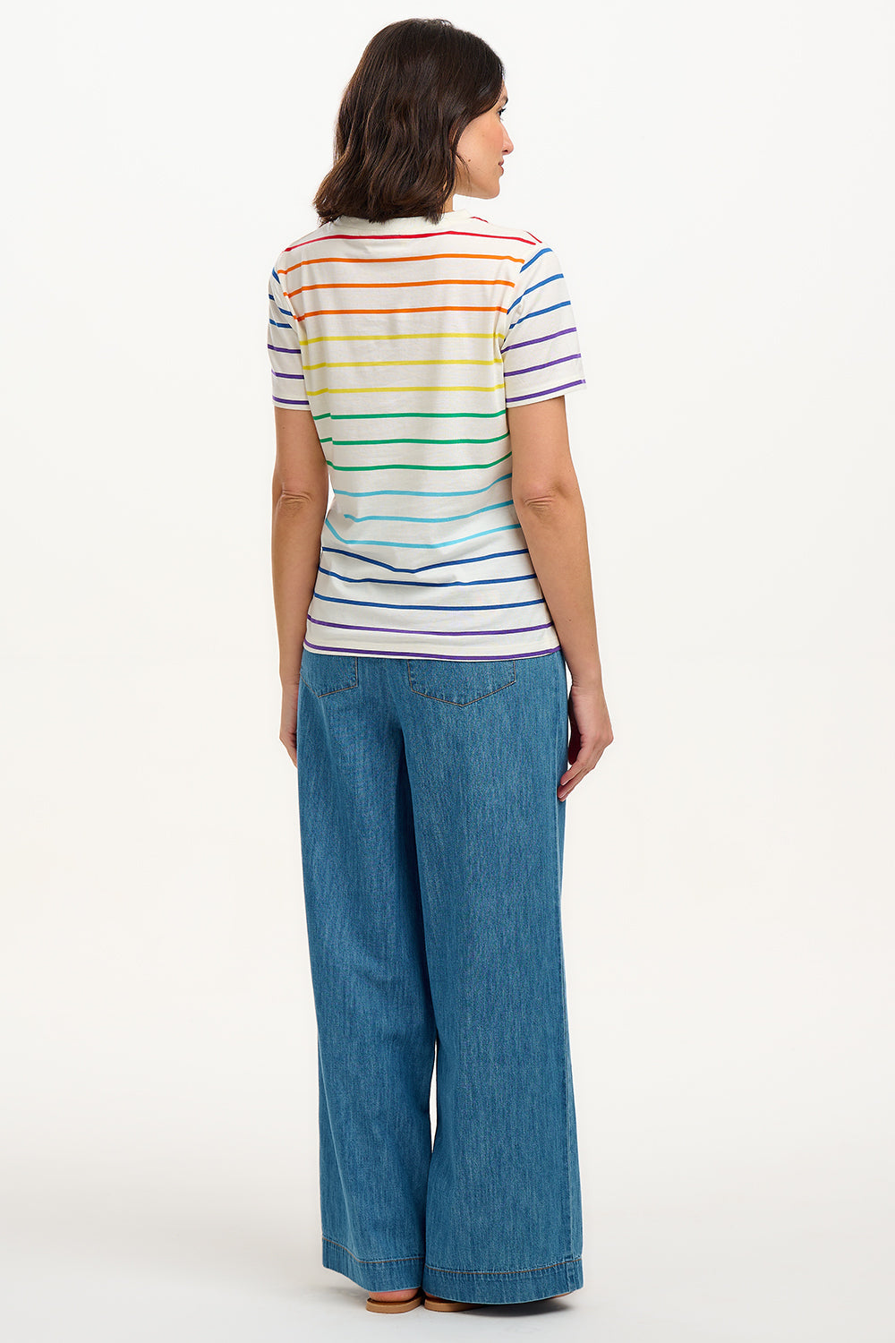 Maggie T-Shirt - Multicolour, Triple Rainbow, Flower Face