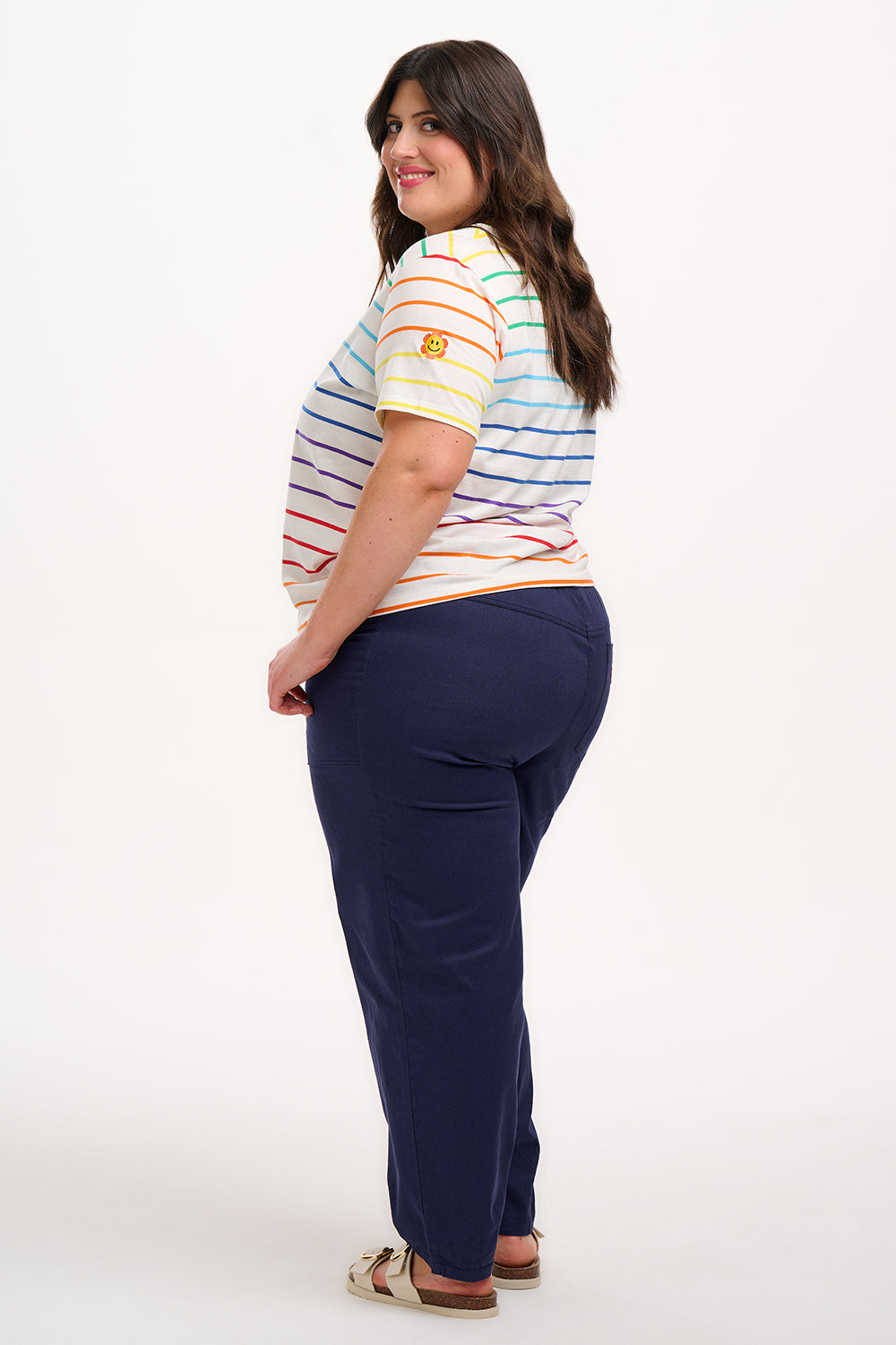 Maggie T-Shirt - Multicolour, Triple Rainbow, Flower Face